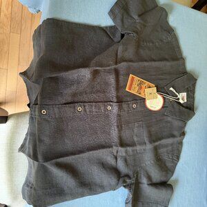 Faherty SS PALMA LINEN SHIRT WSB WASHED BLACK BASKETWV - SIZE L